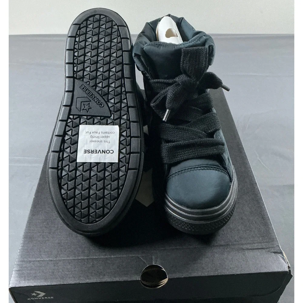 Converse CTAS Elements Boot 7.5 Hi Black Water Repellent Puffer Faux Fur A12941C